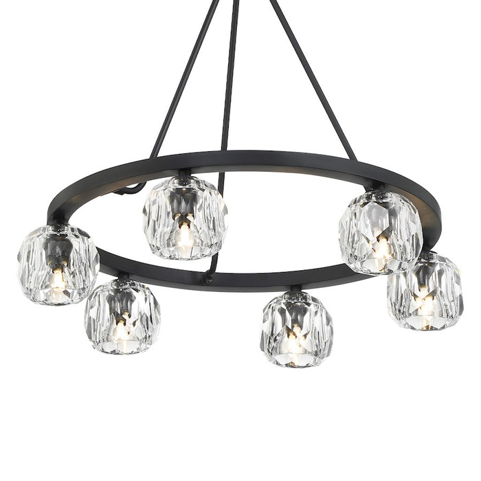 Crystorama Aragon 6 Light Chandelier, Matte Black/Clear