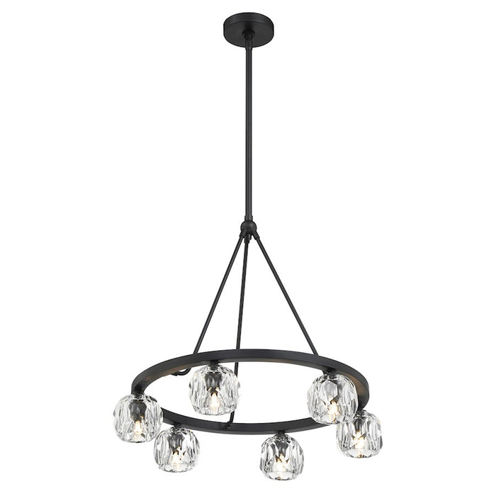 Crystorama Aragon 6 Light Chandelier, Matte Black/Clear