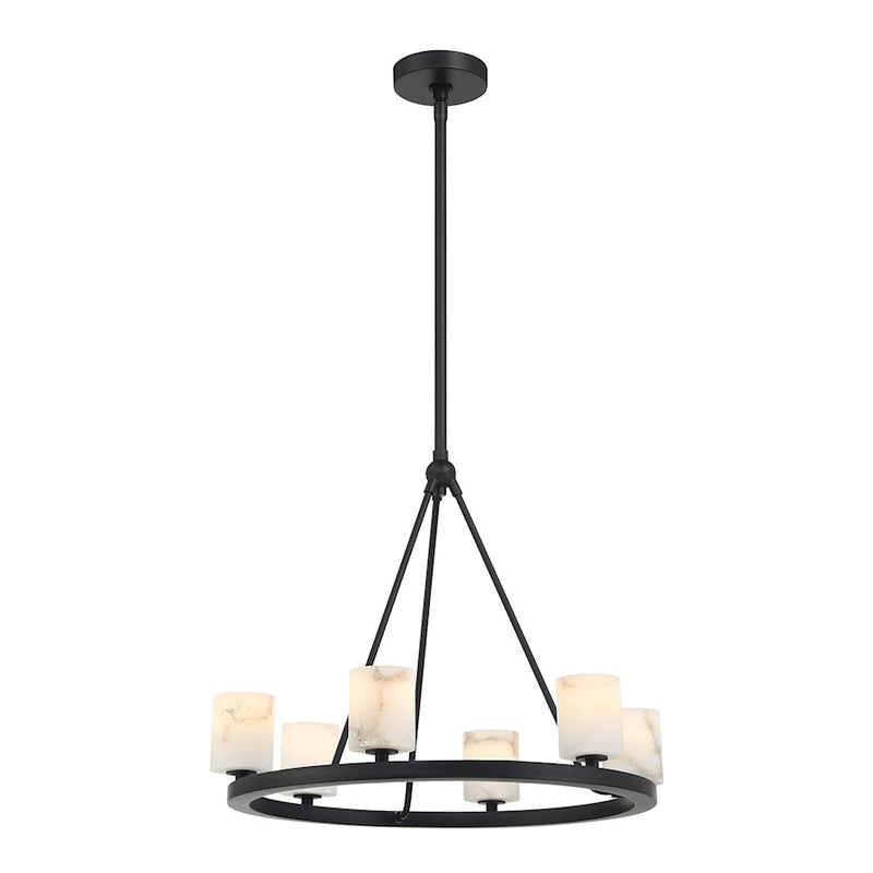 Crystorama Aragon 6 Light Chandelier, Matte Black/White