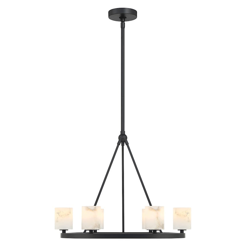 Crystorama Aragon 6 Light Chandelier, Matte Black/White