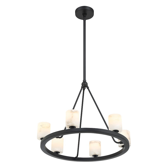 Crystorama Aragon 6 Light Chandelier, Matte Black/White