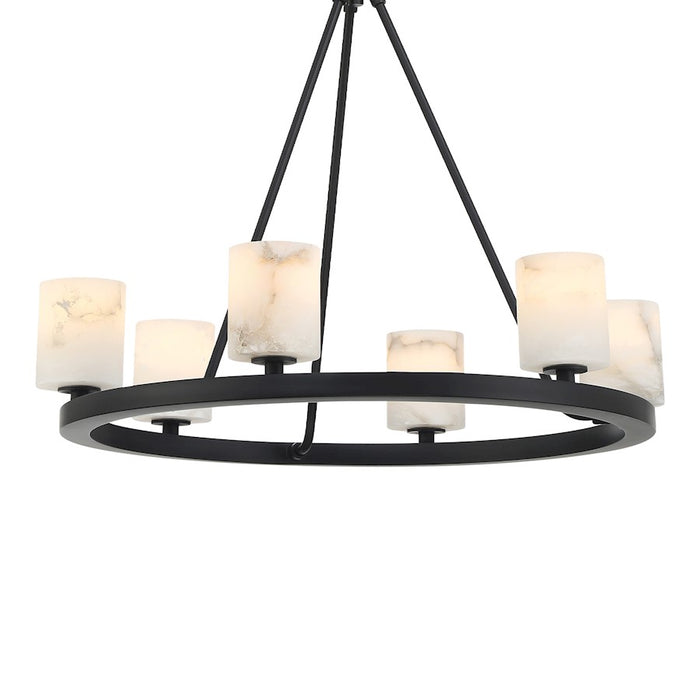 Crystorama Aragon 6 Light Chandelier, Matte Black/White