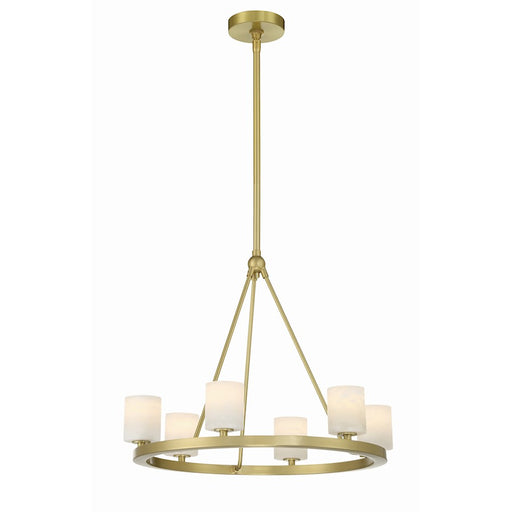 Crystorama Aragon 6 Light Chandelier, Soft Brass