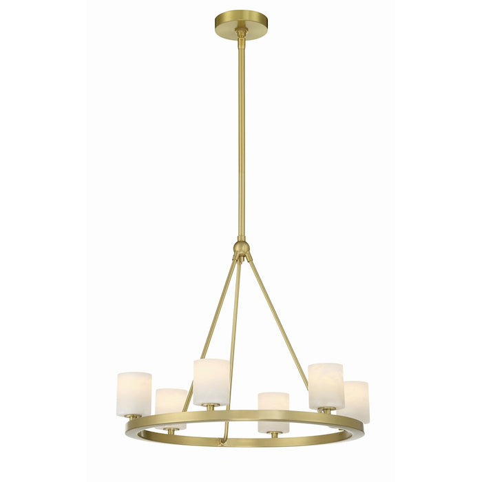 Crystorama Aragon 6 Light Chandelier, Soft Brass