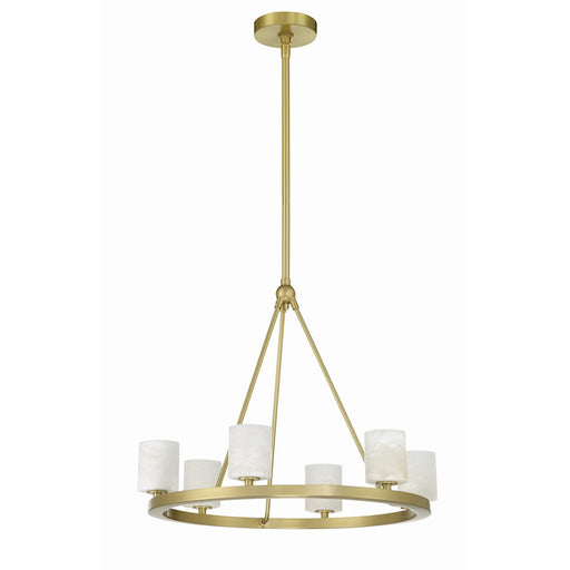Crystorama Aragon 6 Light Chandelier, Soft Brass