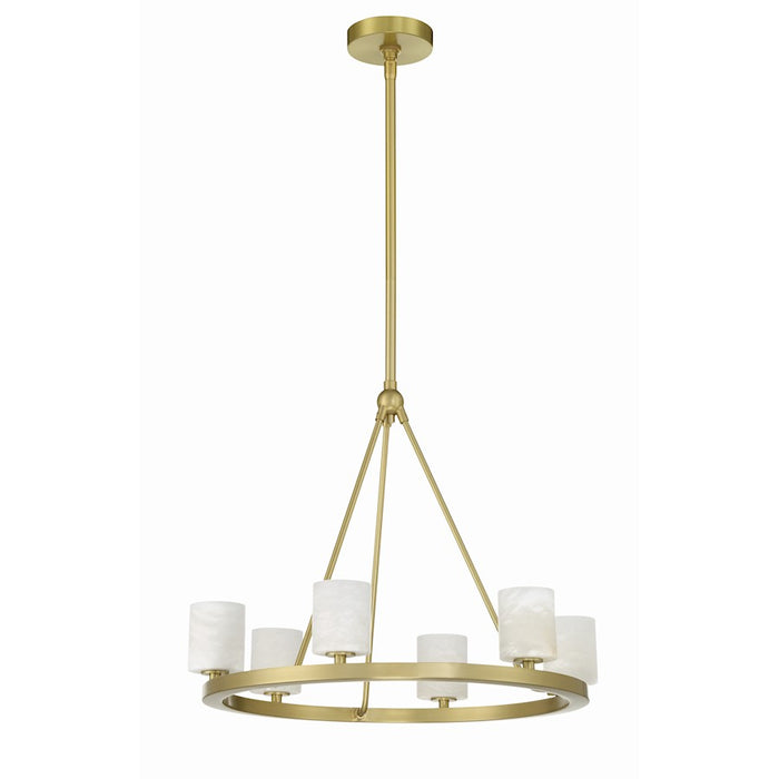 Crystorama Aragon 6 Light Chandelier, Soft Brass