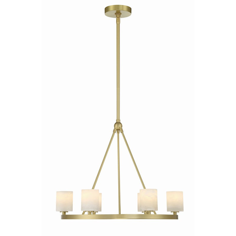 Crystorama Aragon 6 Light Chandelier, Soft Brass