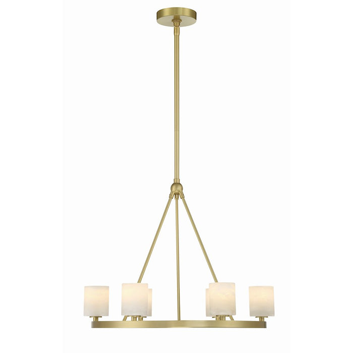Crystorama Aragon 6 Light Chandelier, Soft Brass