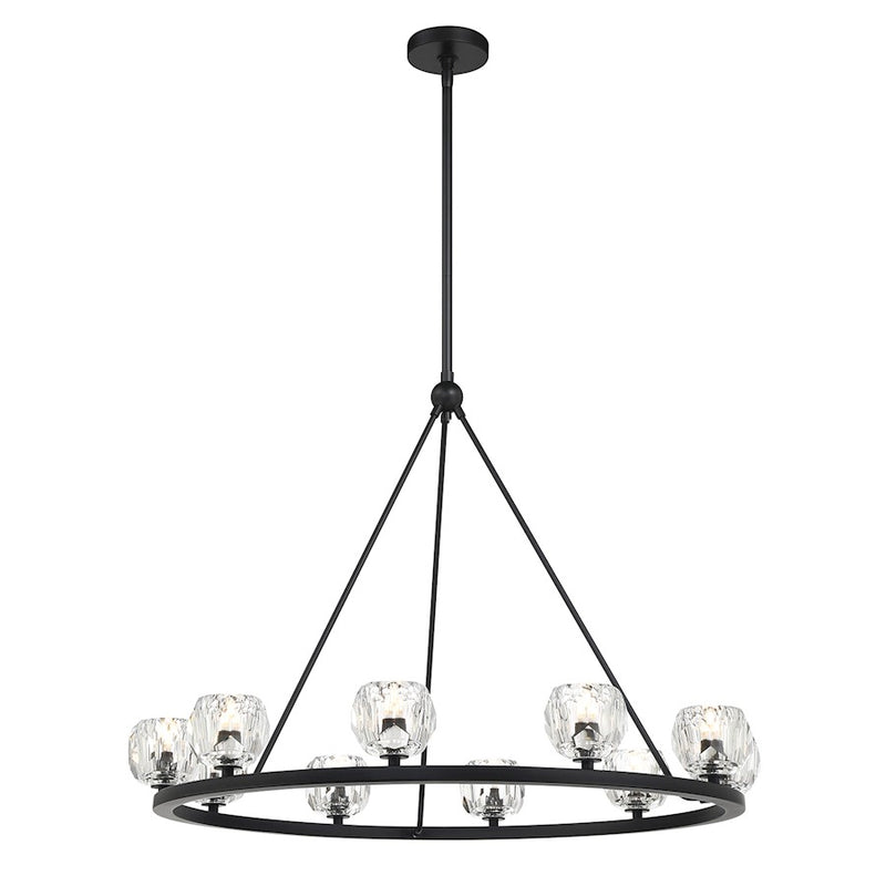 Crystorama Aragon 10 Light Chandelier, Matte Black/Clear