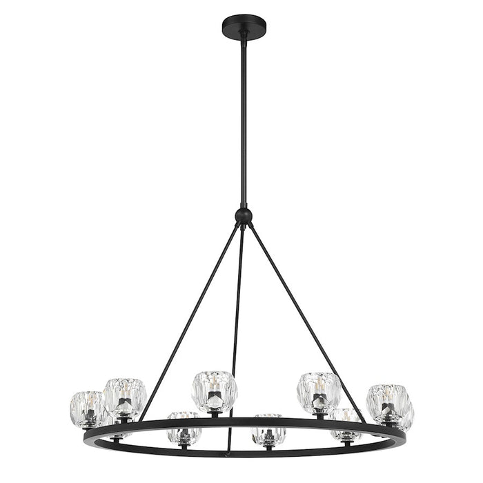 Crystorama Aragon 10 Light Chandelier, Matte Black/Clear