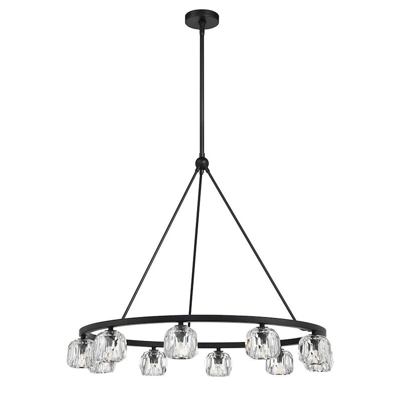 Crystorama Aragon 10 Light Chandelier, Matte Black/Clear