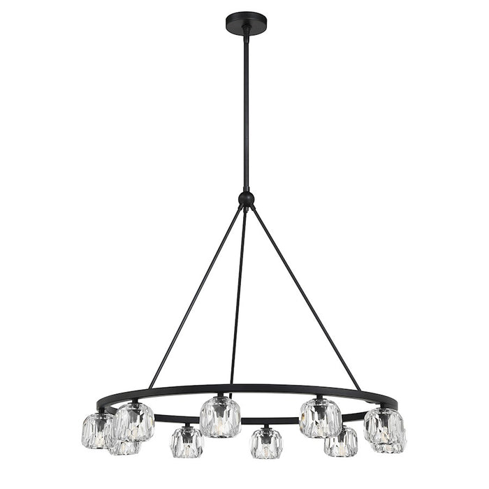 Crystorama Aragon 10 Light Chandelier, Matte Black/Clear