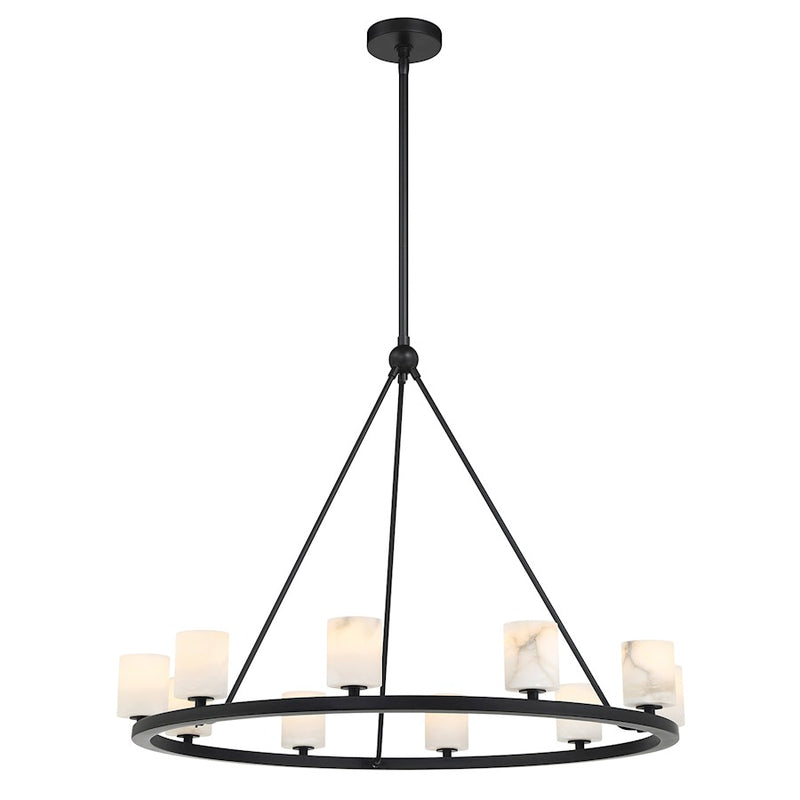 Crystorama Aragon 10 Light Chandelier, Matte Black/White