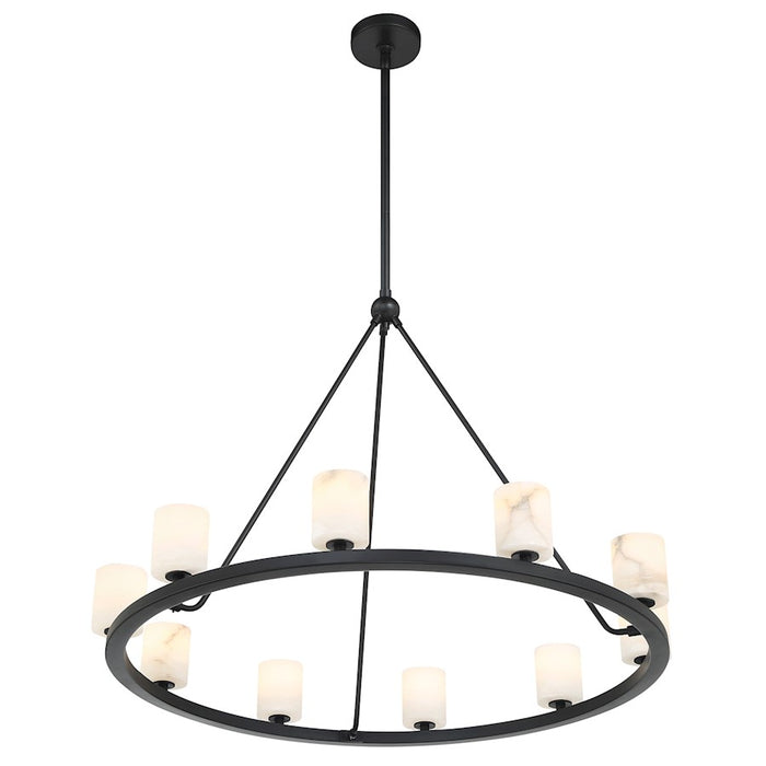 Crystorama Aragon 10 Light Chandelier, Matte Black/White