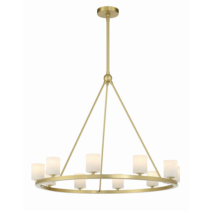 Crystorama Aragon 10 Light Chandelier, Soft Brass