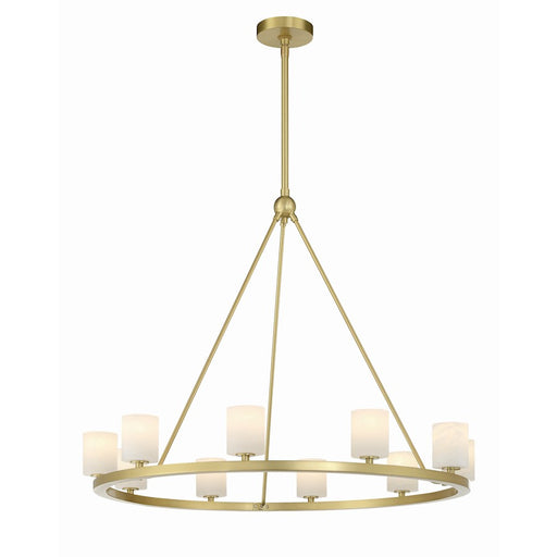 Crystorama Aragon 10 Light Chandelier, Soft Brass