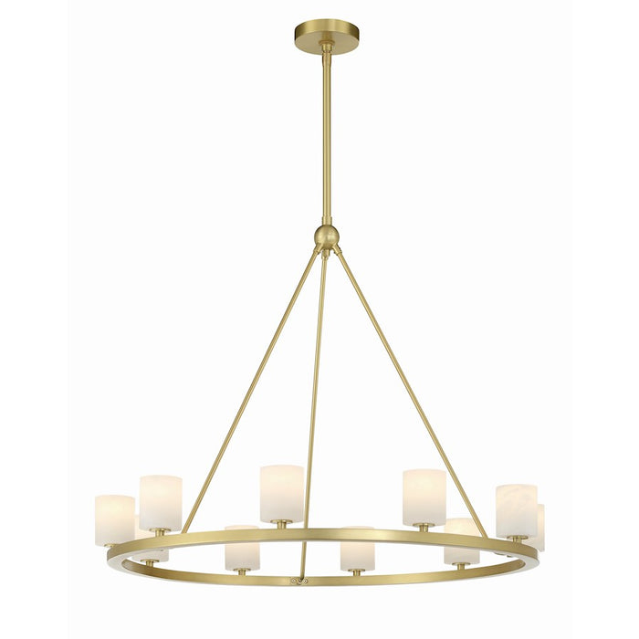 Crystorama Aragon 10 Light Chandelier, Soft Brass