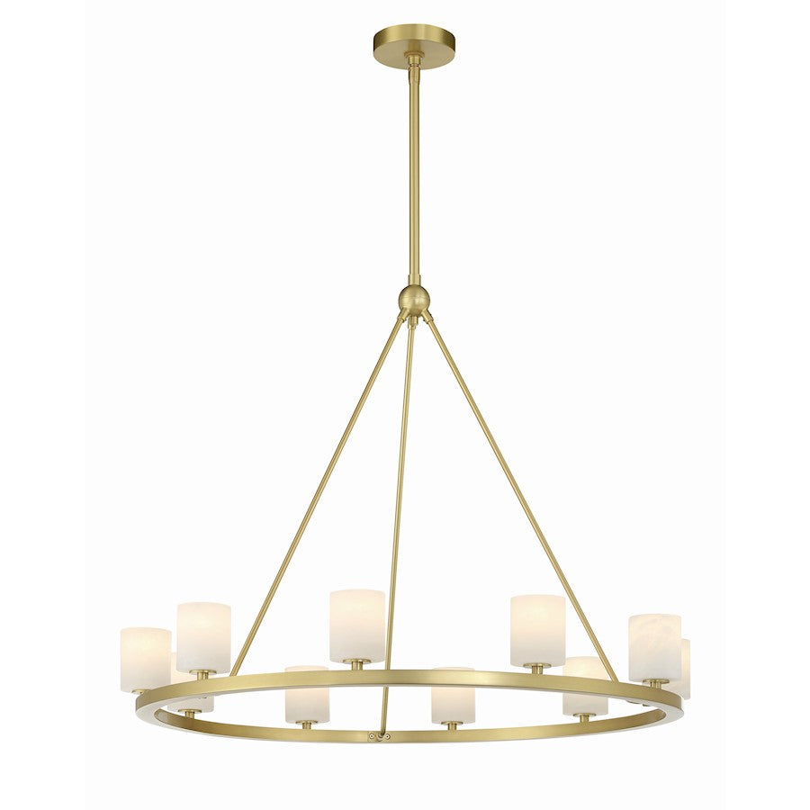 Crystorama Aragon 10 Light Chandelier, Soft Brass