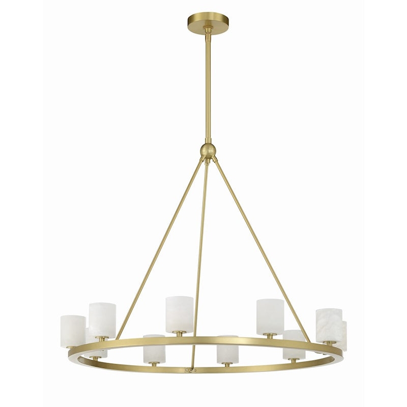 Crystorama Aragon 10 Light Chandelier, Soft Brass