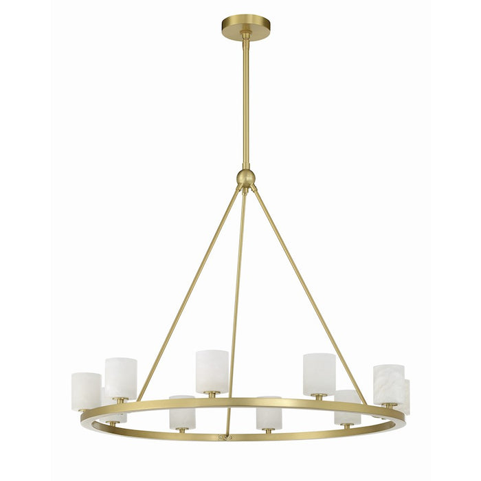 Crystorama Aragon 10 Light Chandelier, Soft Brass