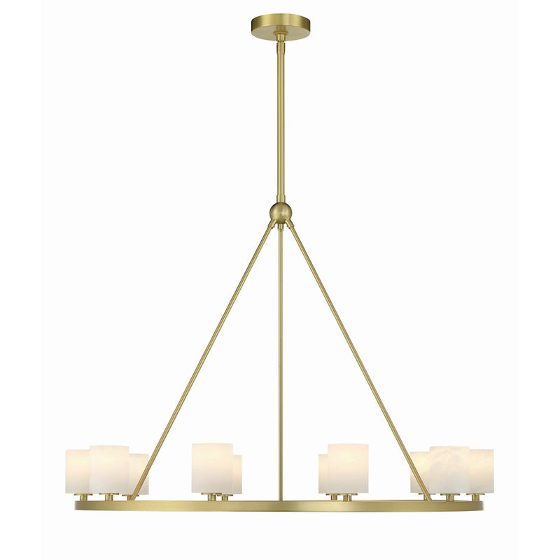 Crystorama Aragon 10 Light Chandelier, Soft Brass