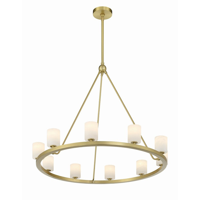 Crystorama Aragon 10 Light Chandelier, Soft Brass