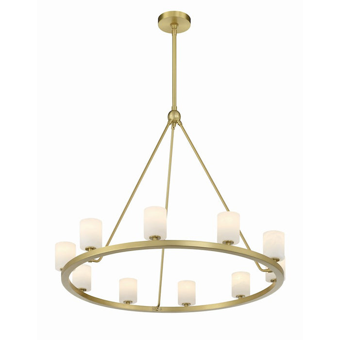 Crystorama Aragon 10 Light Chandelier, Soft Brass