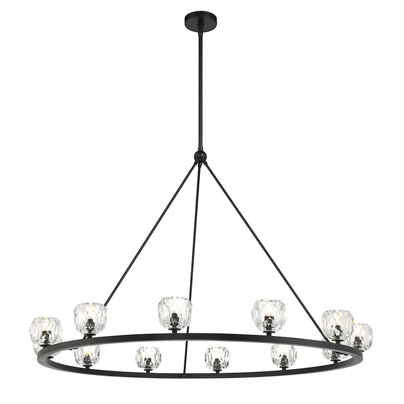 Crystorama Aragon 12 Light Chandelier, Matte Black/Clear