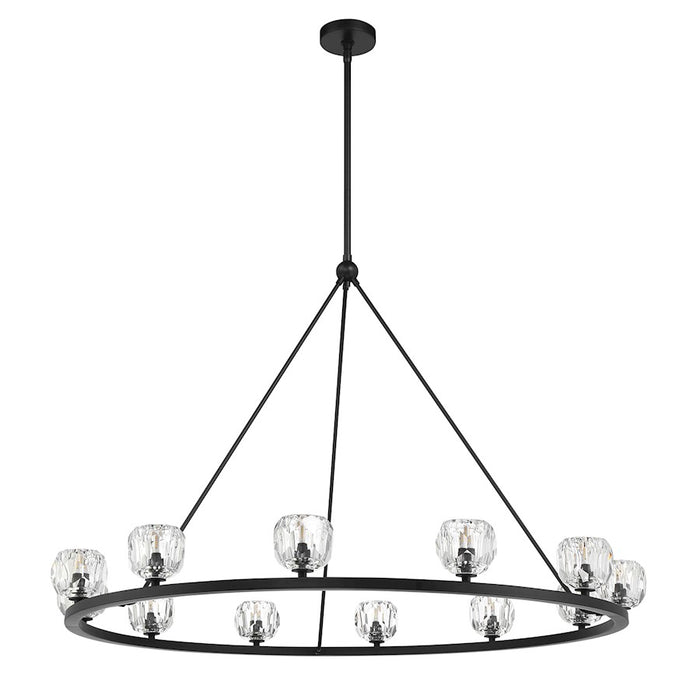 Crystorama Aragon 12 Light Chandelier, Matte Black/Clear