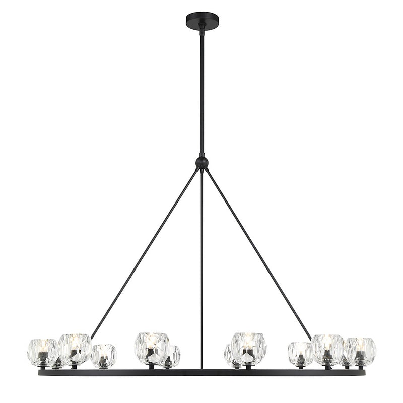 Crystorama Aragon 12 Light Chandelier, Matte Black/Clear