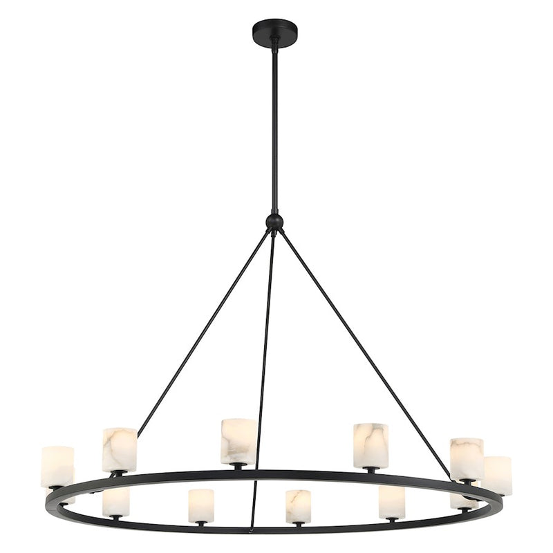 Crystorama Aragon 12 Light Chandelier, Matte Black/White