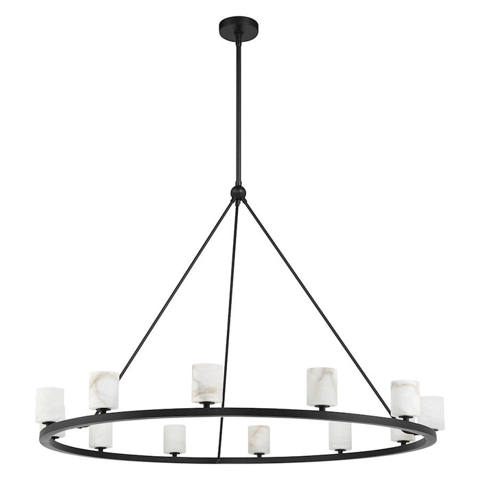 Crystorama Aragon 12 Light Chandelier, Matte Black/White