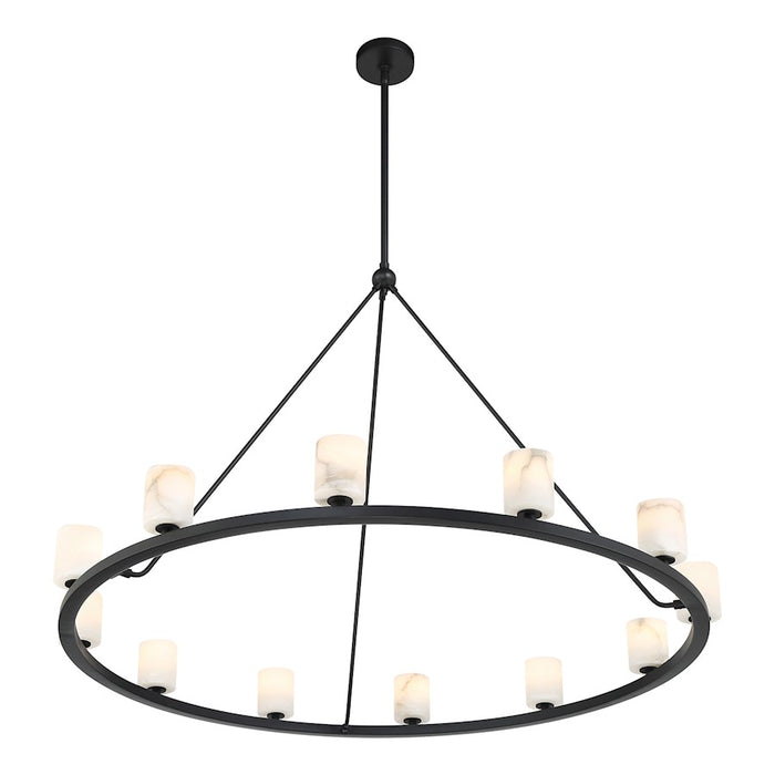 Crystorama Aragon 12 Light Chandelier, Matte Black/White