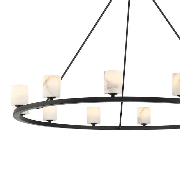 Crystorama Aragon 12 Light Chandelier, Matte Black/White