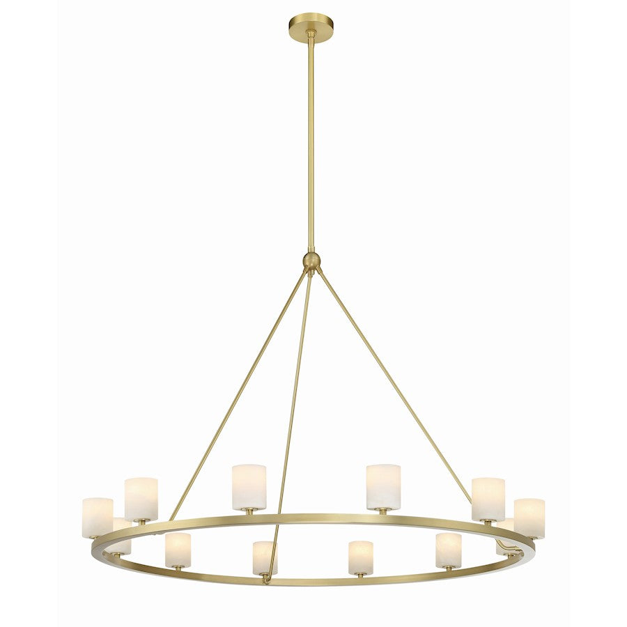 Crystorama Aragon 12 Light Chandelier, Soft Brass