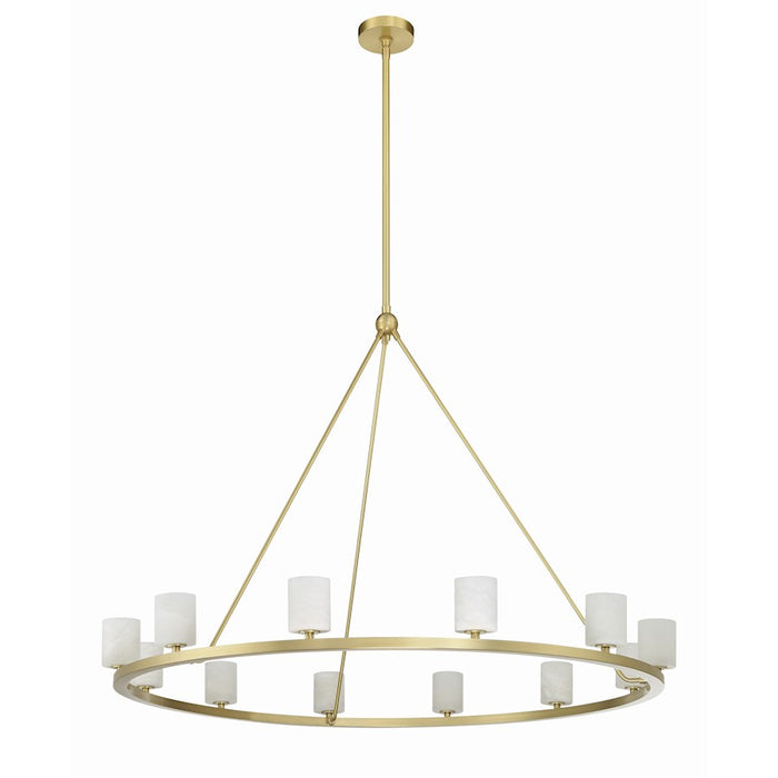 Crystorama Aragon 12 Light Chandelier, Soft Brass