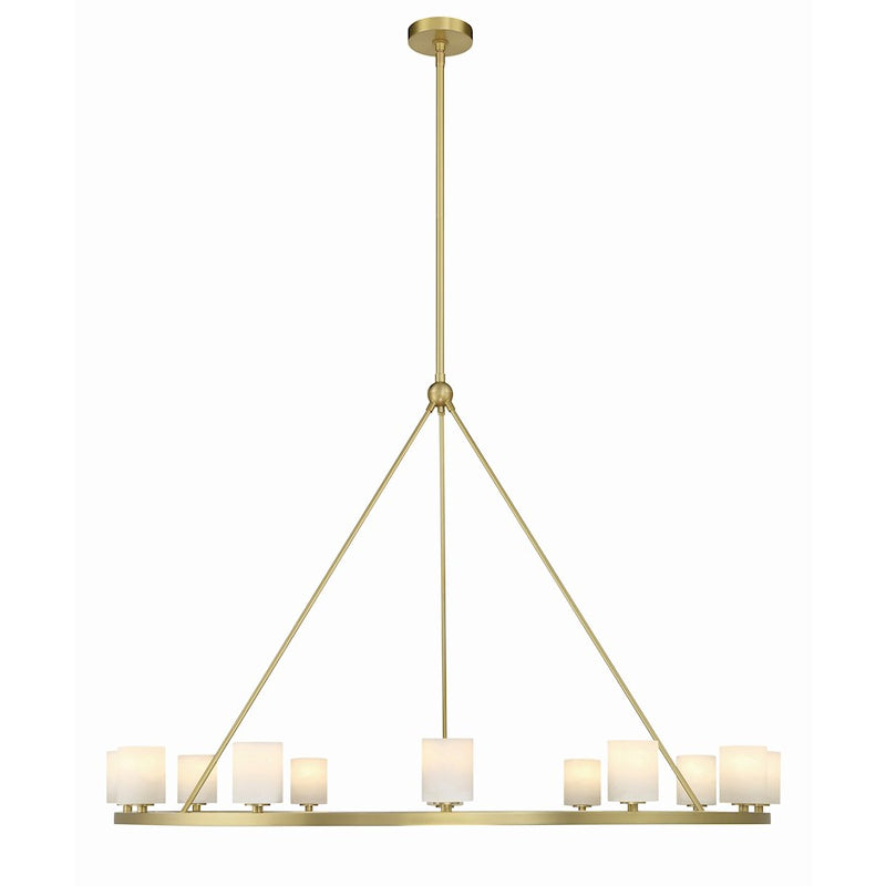 Crystorama Aragon 12 Light Chandelier, Soft Brass