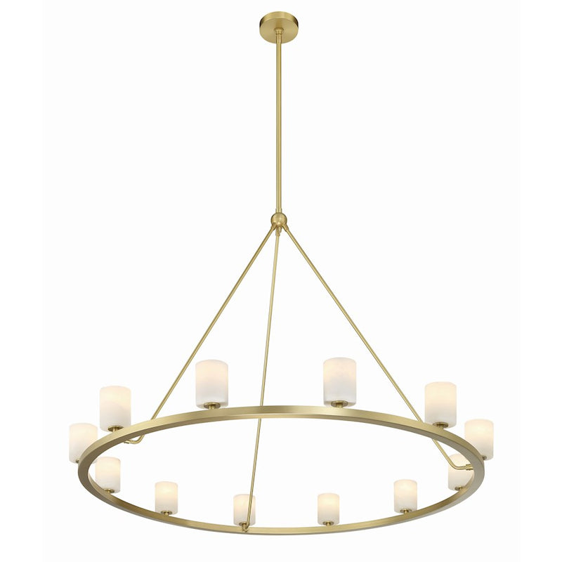 Crystorama Aragon 12 Light Chandelier, Soft Brass