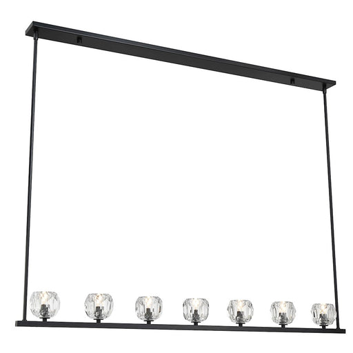 Crystorama Aragon 7 Light Linear Chandelier, Matte Black/Clear - ARA-10267-MK
