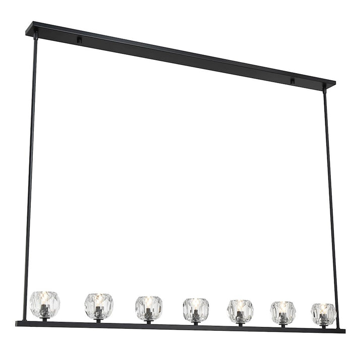 Crystorama Aragon 7 Light Linear Chandelier, Matte Black/Clear - ARA-10267-MK