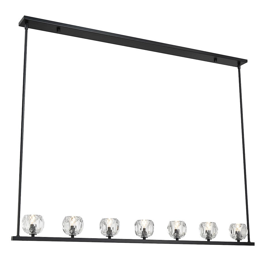 Crystorama Aragon 7 Light Linear Chandelier, Matte Black/Clear - ARA-10267-MK