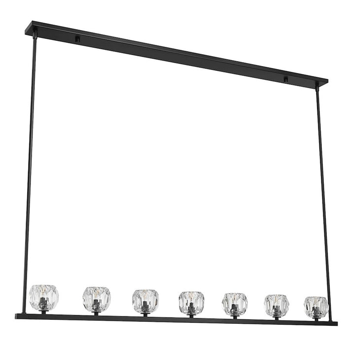 Crystorama Aragon 7 Light Linear Chandelier, Matte Black/Clear