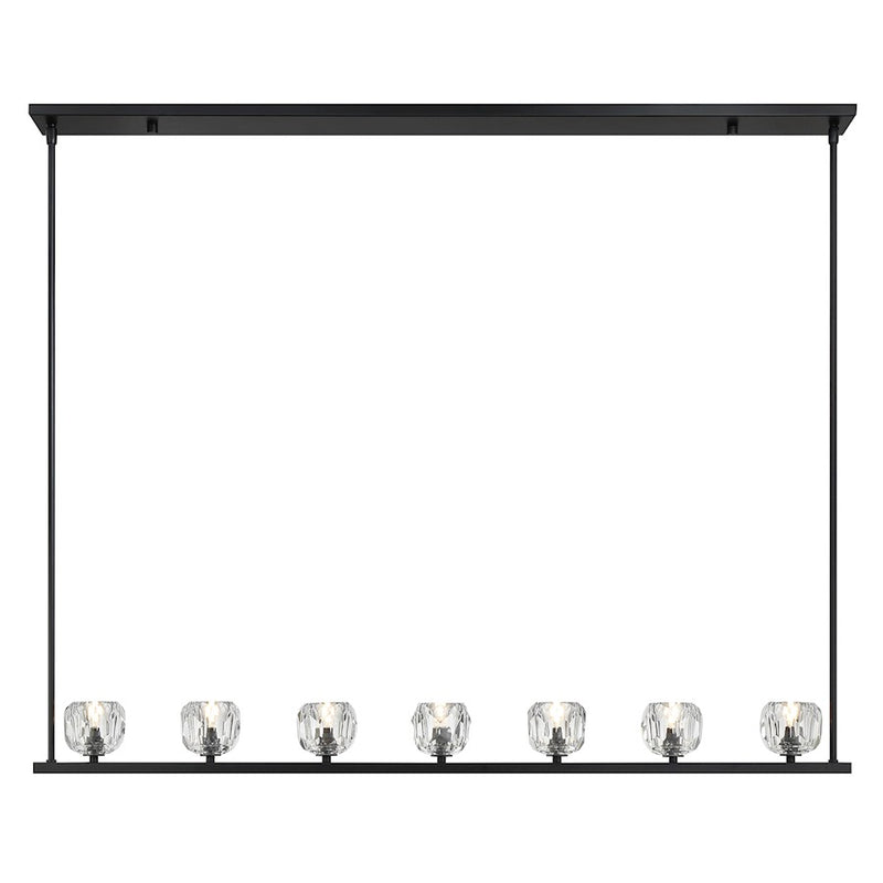 Crystorama Aragon 7 Light Linear Chandelier, Matte Black/Clear