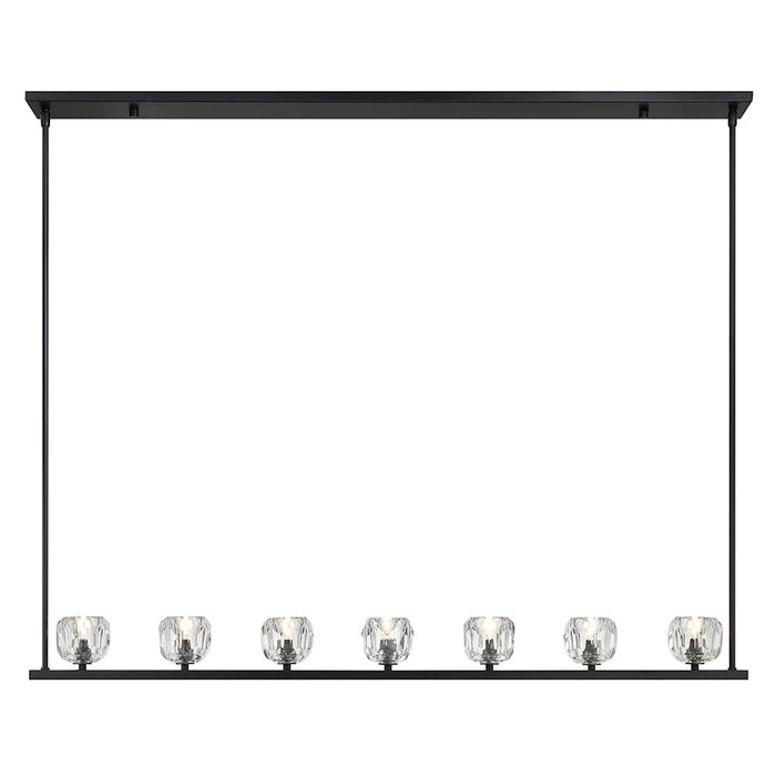 Crystorama Aragon 7 Light Linear Chandelier, Matte Black/Clear