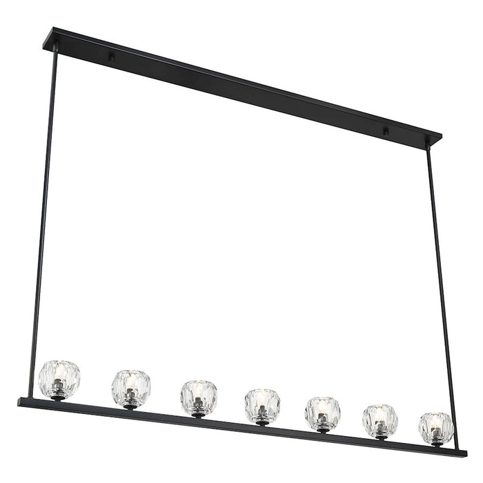 Crystorama Aragon 7 Light Linear Chandelier, Matte Black/Clear