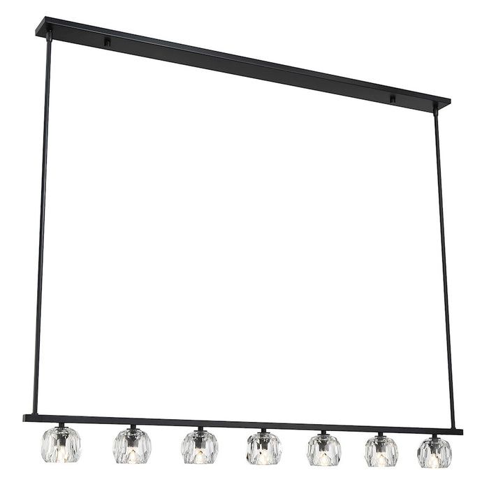 Crystorama Aragon 7 Light Linear Chandelier, Matte Black/Clear