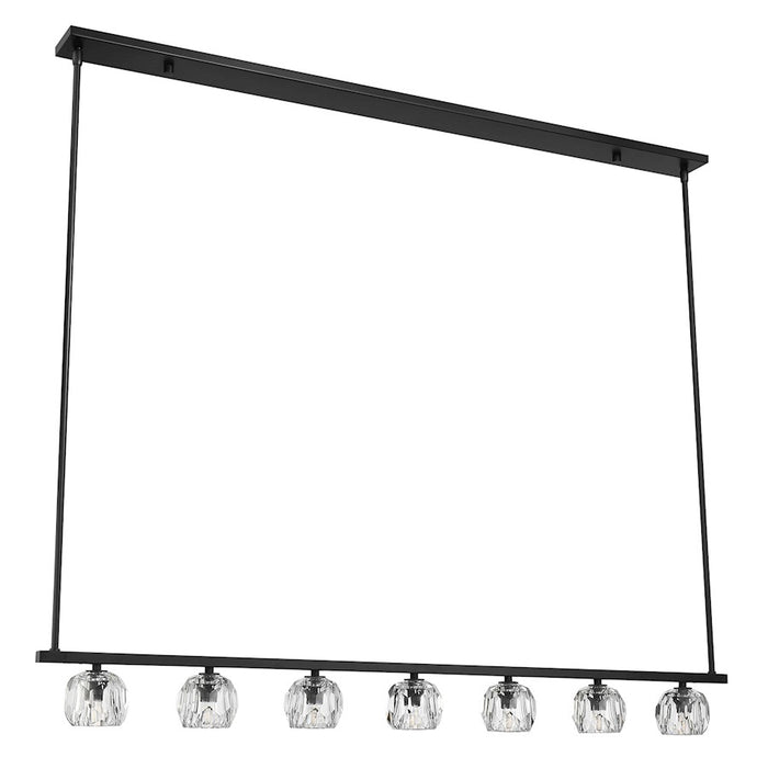 Crystorama Aragon 7 Light Linear Chandelier, Matte Black/Clear