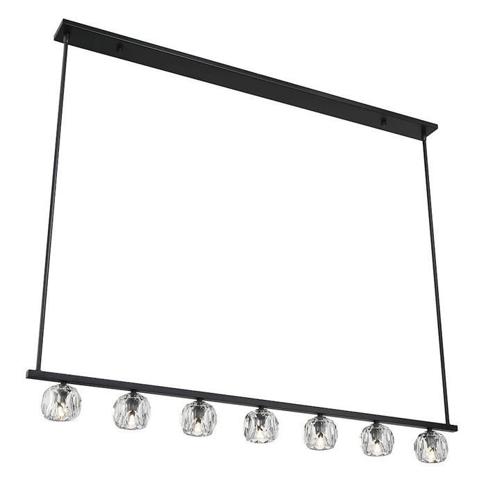 Crystorama Aragon 7 Light Linear Chandelier, Matte Black/Clear