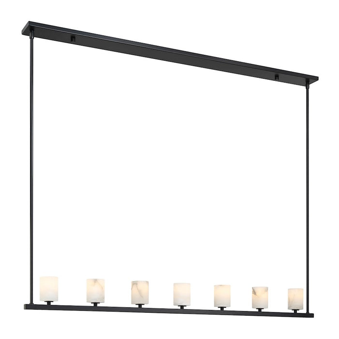 Crystorama Aragon 7 Light Linear Chandelier, Matte Black/White - ARA-10267-MK-ST