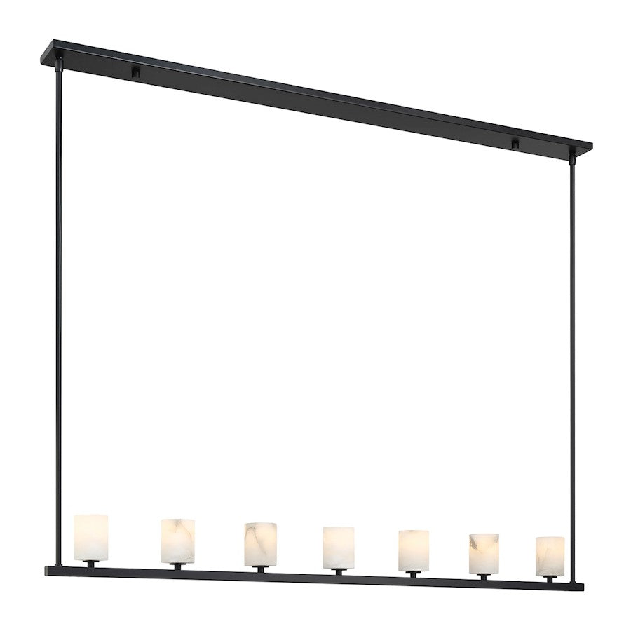 Crystorama Aragon 7 Light Linear Chandelier, Matte Black/White - ARA-10267-MK-ST